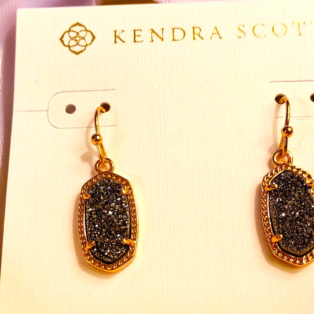 NWT Kendra Scott RARE & Retired Lee Earrings Rose Gold & Platinum Drusy Limited - Picture 5 of 16